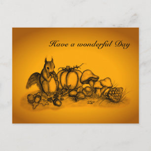 Squirrel in the Autumn , have a wonderful day Postcard