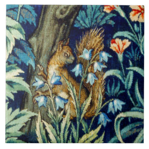 Squirrel in the forest, William Morris Tile