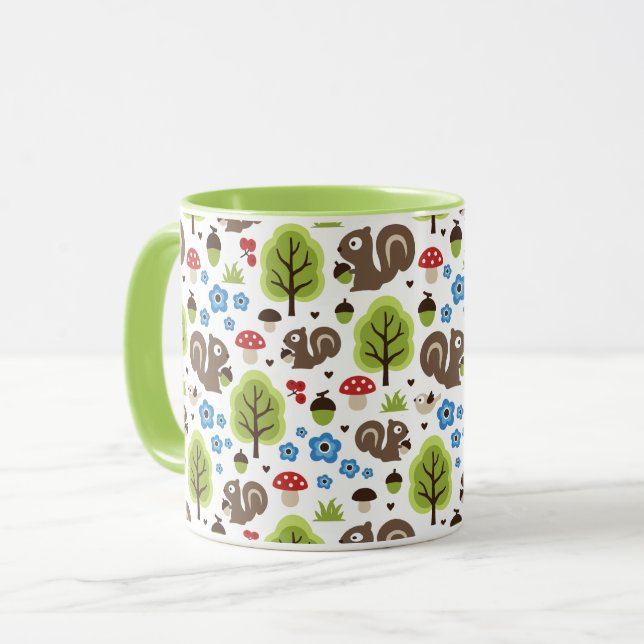 Squirrel in The Oak Forest Pattern Mug (Front Left)