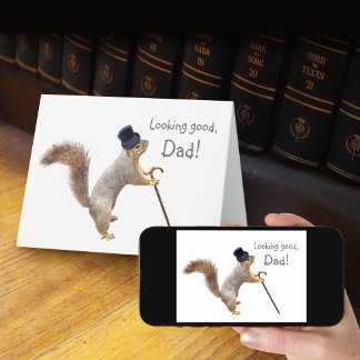 Squirrel in Top Hat Father's Day Card