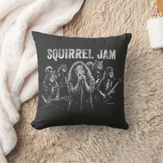 Squirrel Jam - Funny Vintage Rock Band Parody Cushion