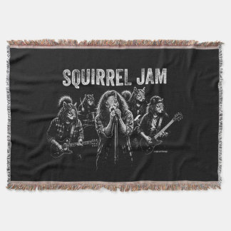 Squirrel Jam - Funny Vintage Rock Band Parody Throw Blanket