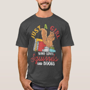 Squirrel Librarian Girls Forest Animal Book Lover  T-Shirt