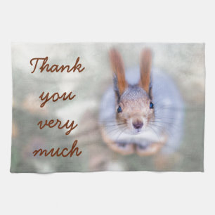 Squirrel looks at you from the bottom up tea towel