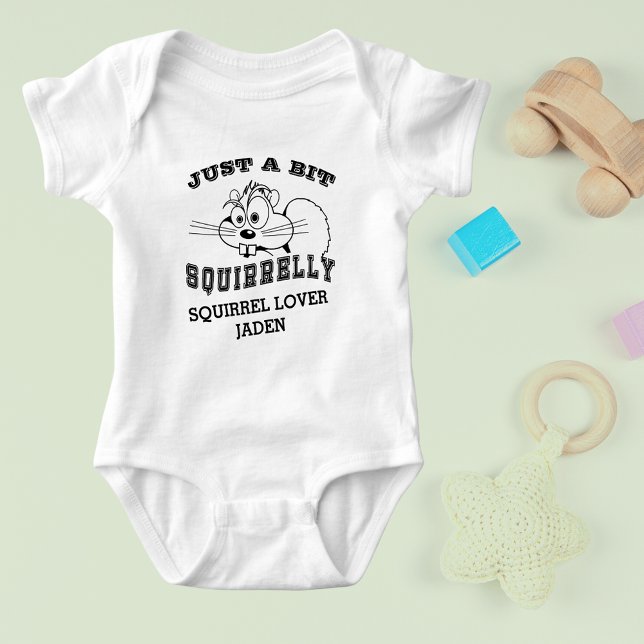 Squirrel Love Squirrelly Black Art Name Baby Bodysuit (Squirrel Love Squirrelly Black Art Name White Baby Bodysuit)