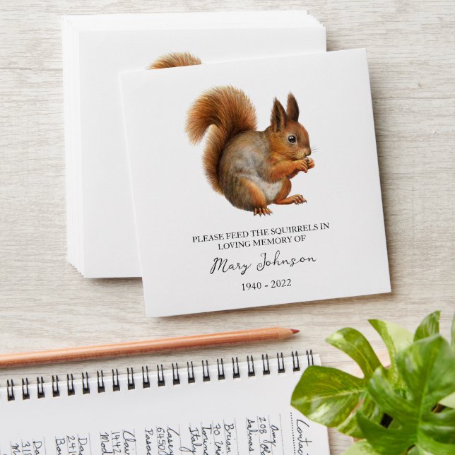 Squirrel Memorial Funeral Seed Envelope (Stacked)