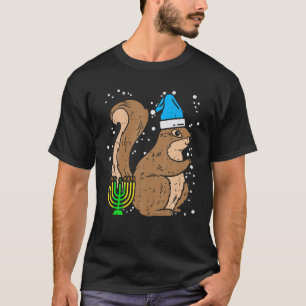 Squirrel Menorah Jewish Hanukkah Chanukah Animal L T-Shirt