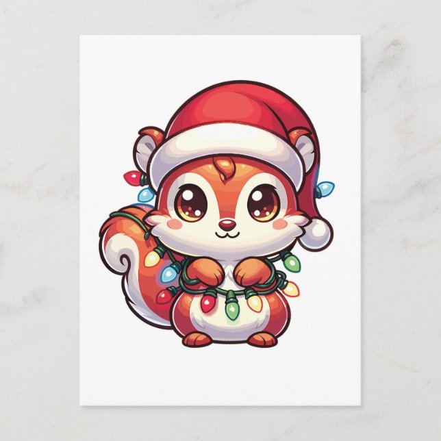 Squirrel Merry Christmas Winter Animals Squirrels Holiday Postcard (Front)