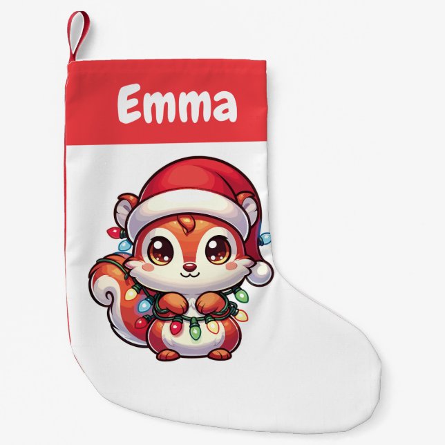 Squirrel Merry Christmas Winter Animals Squirrels Small Christmas Stocking (Front)
