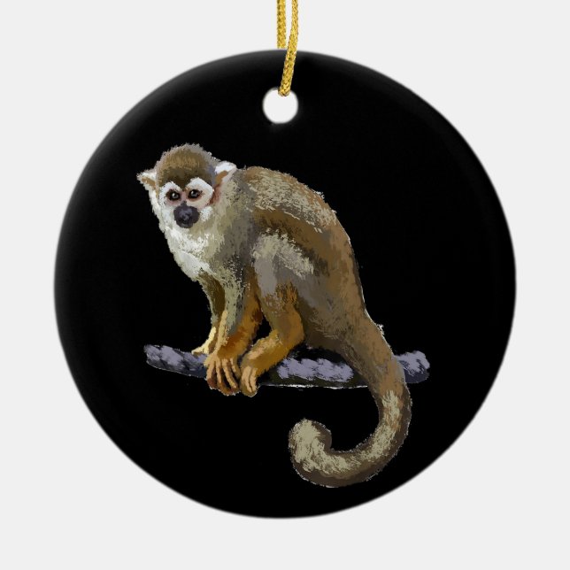 Squirrel Monkey Ceramic Tree Decoration (Front)