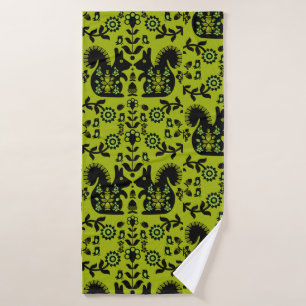 Squirrel Nordic Scandinavian Folk Art       Bath Towel