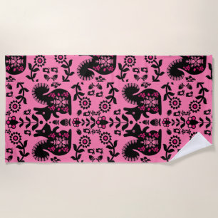 Squirrel Nordic Scandinavian Folk Art Beach Towel