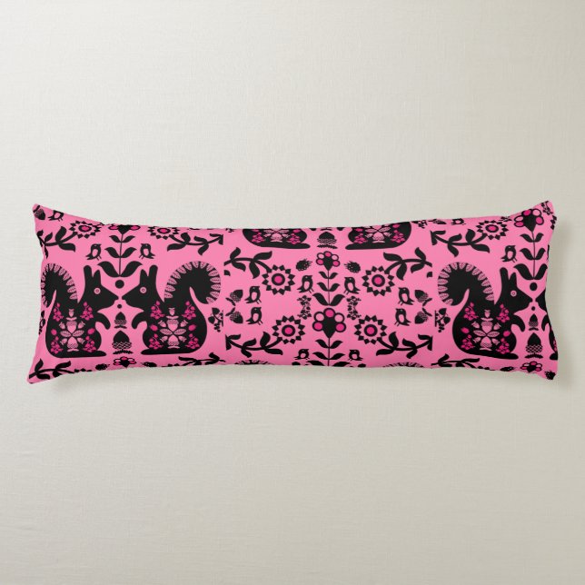 Squirrel Nordic Scandinavian Folk Art     Body Cushion (Front)