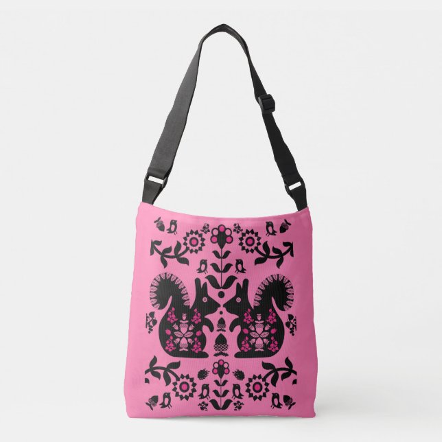 Squirrel Nordic Scandinavian Folk Art    Crossbody Bag (Front)