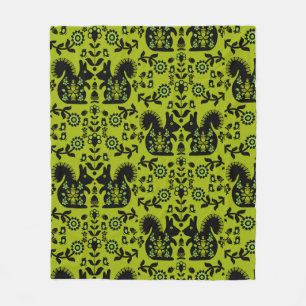 Squirrel Nordic Scandinavian Folk Art Fleece Blanket