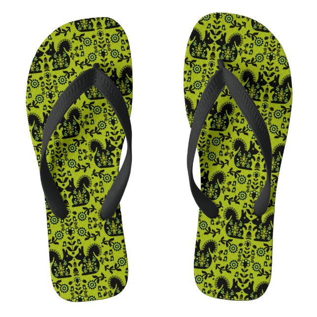 Squirrel Nordic Scandinavian Folk Art     Jandals (Footbed)