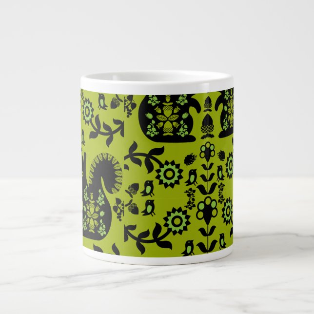 Squirrel Nordic Scandinavian Folk Art       Large Coffee Mug (Front)