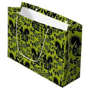 Squirrel Nordic Scandinavian Folk Art Large Gift Bag