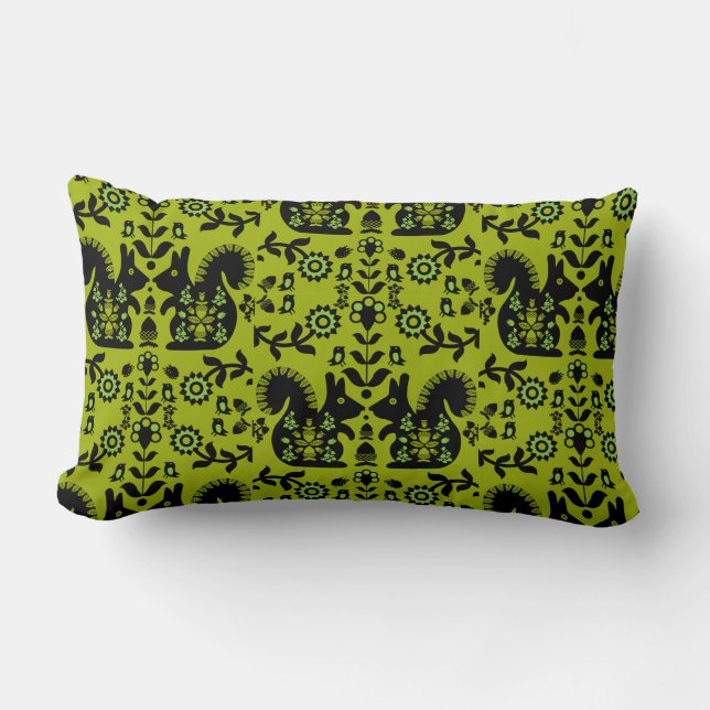 Squirrel Nordic Scandinavian Folk Art       Lumbar Cushion (Front)