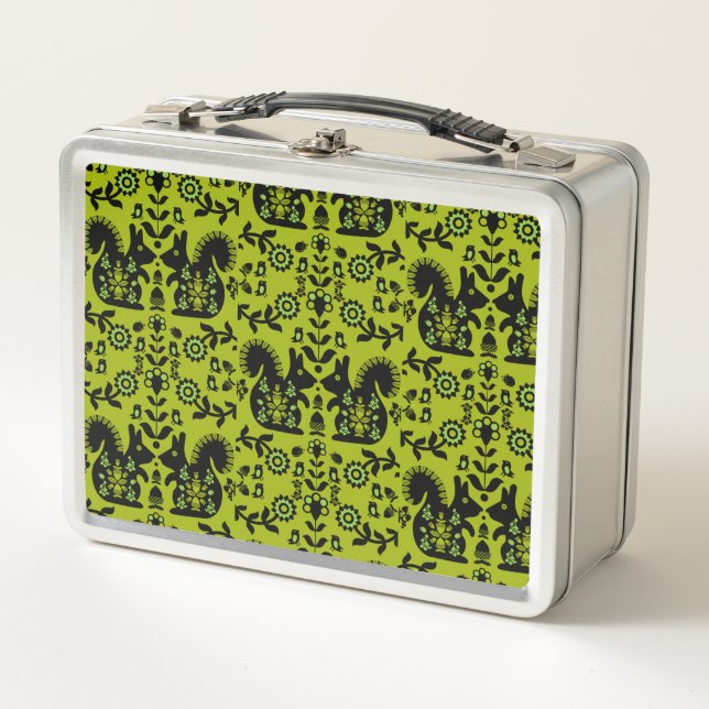 Squirrel Nordic Scandinavian Folk Art       Metal Lunch Box (Front)