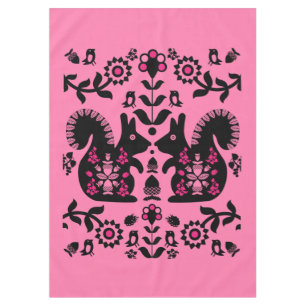 Squirrel Nordic Scandinavian Folk Art    Tablecloth
