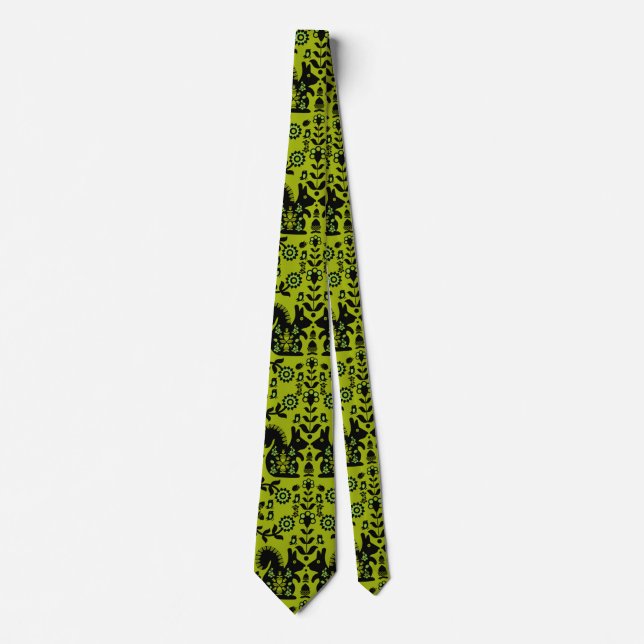 Squirrel Nordic Scandinavian Folk Art       Tie (Front)