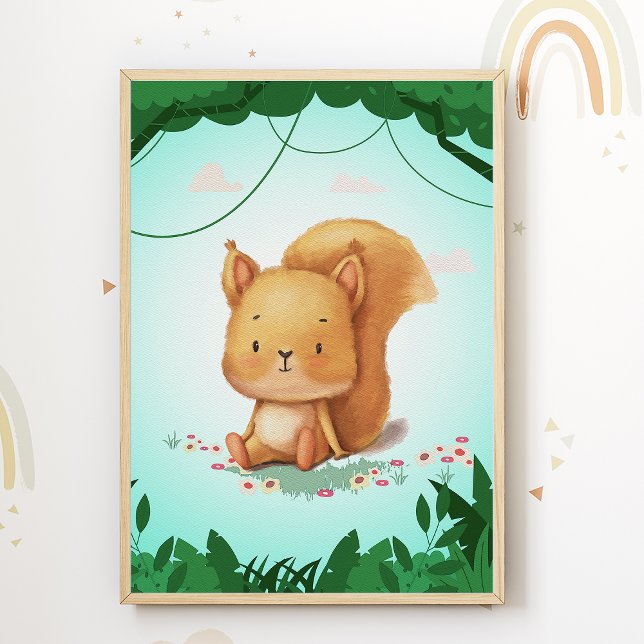 Squirrel Nursery Print Animal Kids Room Poster (Creator Uploaded)