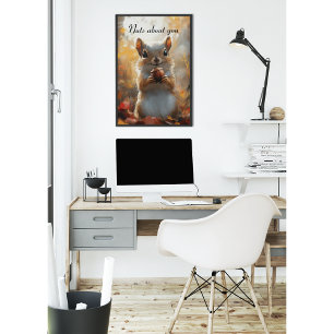 Squirrel Nuts About You Woodland Art Poster