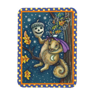 SQUIRREL OF SLEEPY HOLLOW & ACORN, FUNNY HALLOWEEN MAGNET