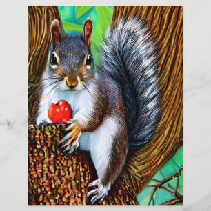 Squirrel on The Tree with Fruit-47566 Custom Letterhead