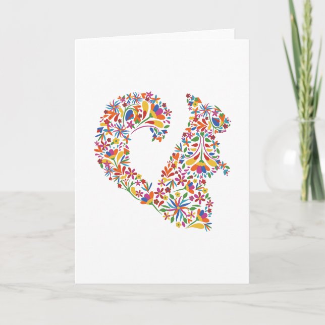 Squirrel Otomi Flowers Rodent Gift Card (Front)