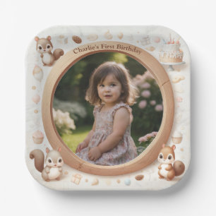 Squirrel Photo Frame for Kids' Birthday Parties Paper Plate