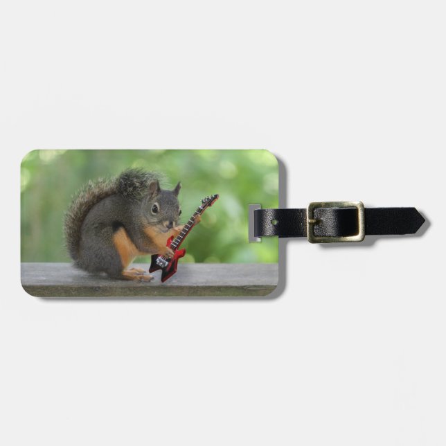 Squirrel Playing an Electric Guitar Luggage Tag (Front Horizontal)