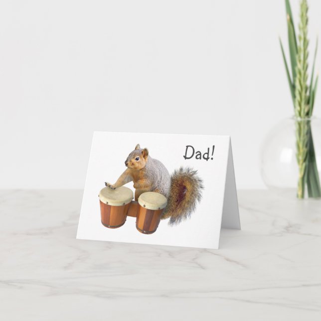 Squirrel Playing Bongo Drums Father's Day Card (Front)