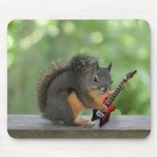 Squirrel Playing Electric Guitar Mouse Pad