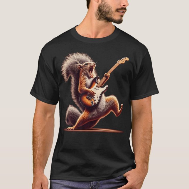 Squirrel Playing Guitar T-Shirt (Front)