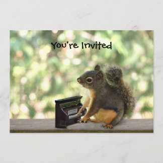 Squirrel Playing Piano Invitation