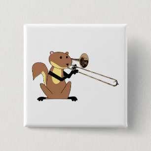Squirrel Playing the Trombone 15 Cm Square Badge