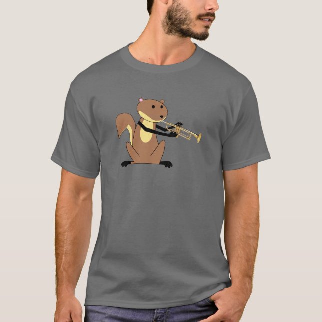 Squirrel Playing the Trumpet T-Shirt (Front)