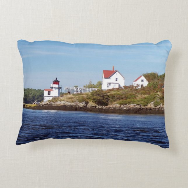 Squirrel Point Lighthouse Maine Accent Pillow (Back)