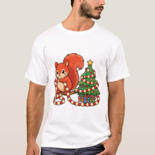 Squirrel Popcorn Garland Christmas Tree Art T-Shirt