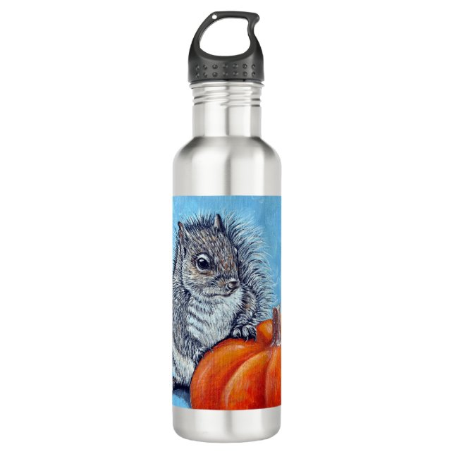 Squirrel Pumpkin Painting 710 Ml Water Bottle (Front)