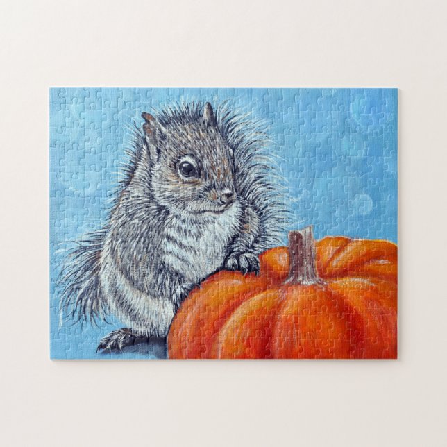 Squirrel Pumpkin Painting Jigsaw Puzzle (Horizontal)