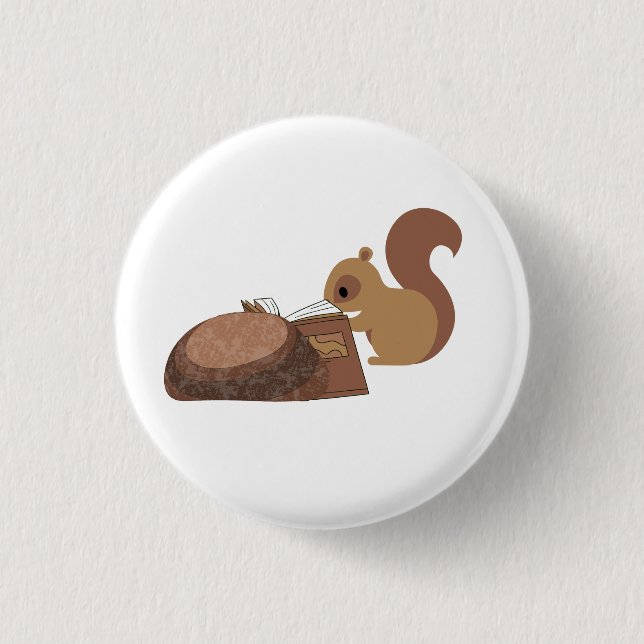 Squirrel Reading  3 Cm Round Badge (Front)