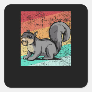 Squirrel Retro Square Sticker