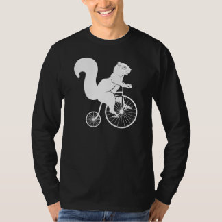 Squirrel Rider White on Penny Farthing Bike T-Shirt