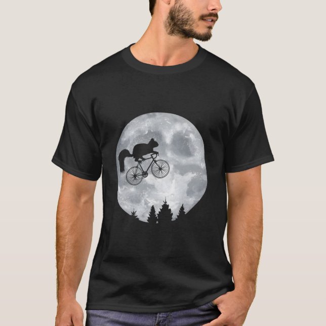 Squirrel Riding Moon Bike Halloween Lunar Cycling T-Shirt (Front)