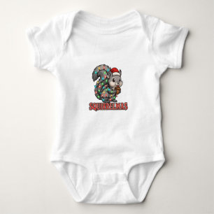 Squirrel Santa Hat Christmas Lights Merry Squirrel Baby Bodysuit