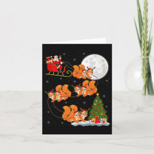 Squirrel Santa Sleigh Flying Funny Magical Christm Card