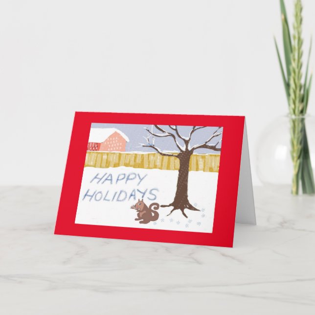 "Squirrel Says Happy Holidays" Holiday Card (Front)